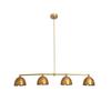 Modern 4 Light Linear Chandelier Raw Brass Mid Century Dining Room Pendant Light Fixture