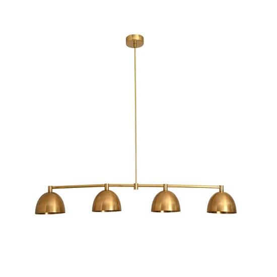 Modern 4 Light Linear Chandelier Raw Brass Mid Century Dining Room Pendant Light Fixture