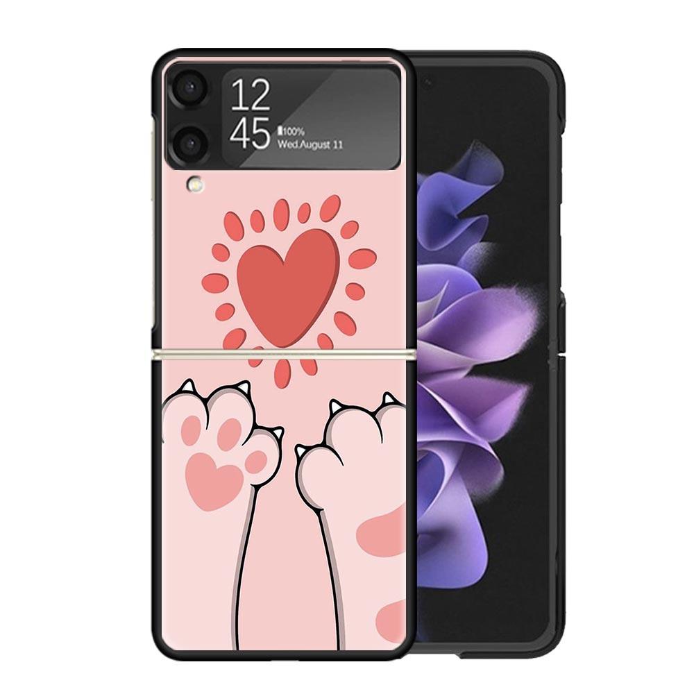 Cat Footprint Funny Paw Cute Clear Phone Case For Samsung Z Flip 7 6 5 4 3 Galaxy ZFlip7 ZFlip6 ZFlip5 ZFlip4 ZFlip3 5G Print Co