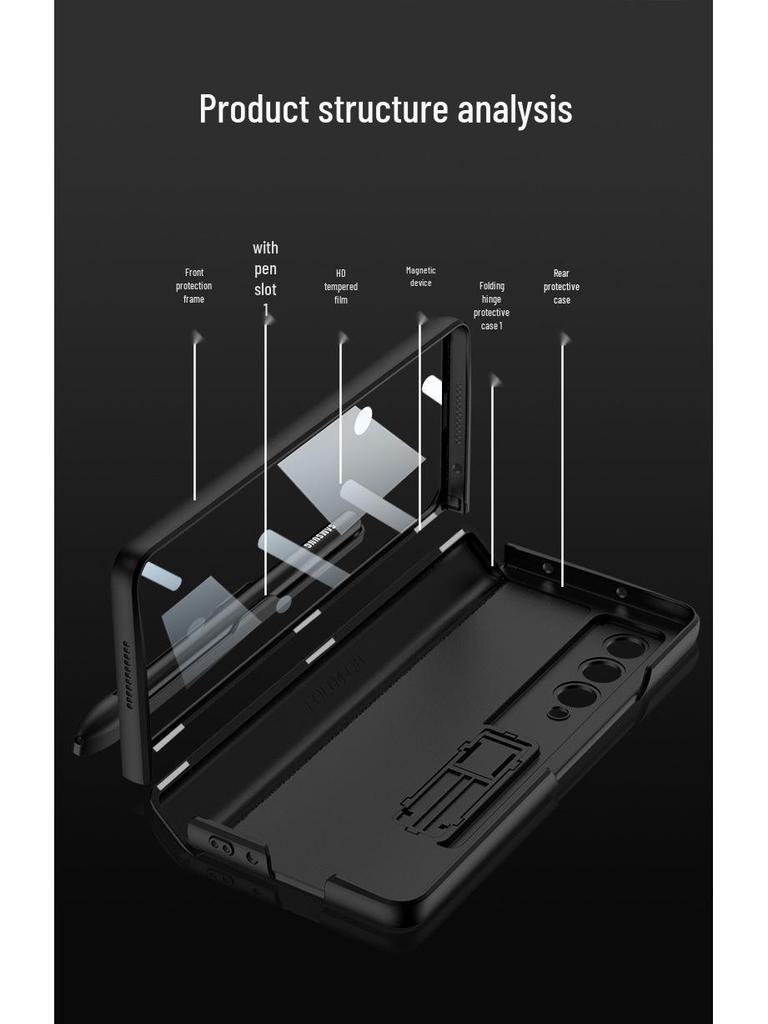 Samsung Z Fold4 Magnetic Pen Slot Case with Full Hinge Coverage and Film Protection