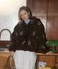 Anoetic Floral Fleece Duffle Jacket_Vintage Brown