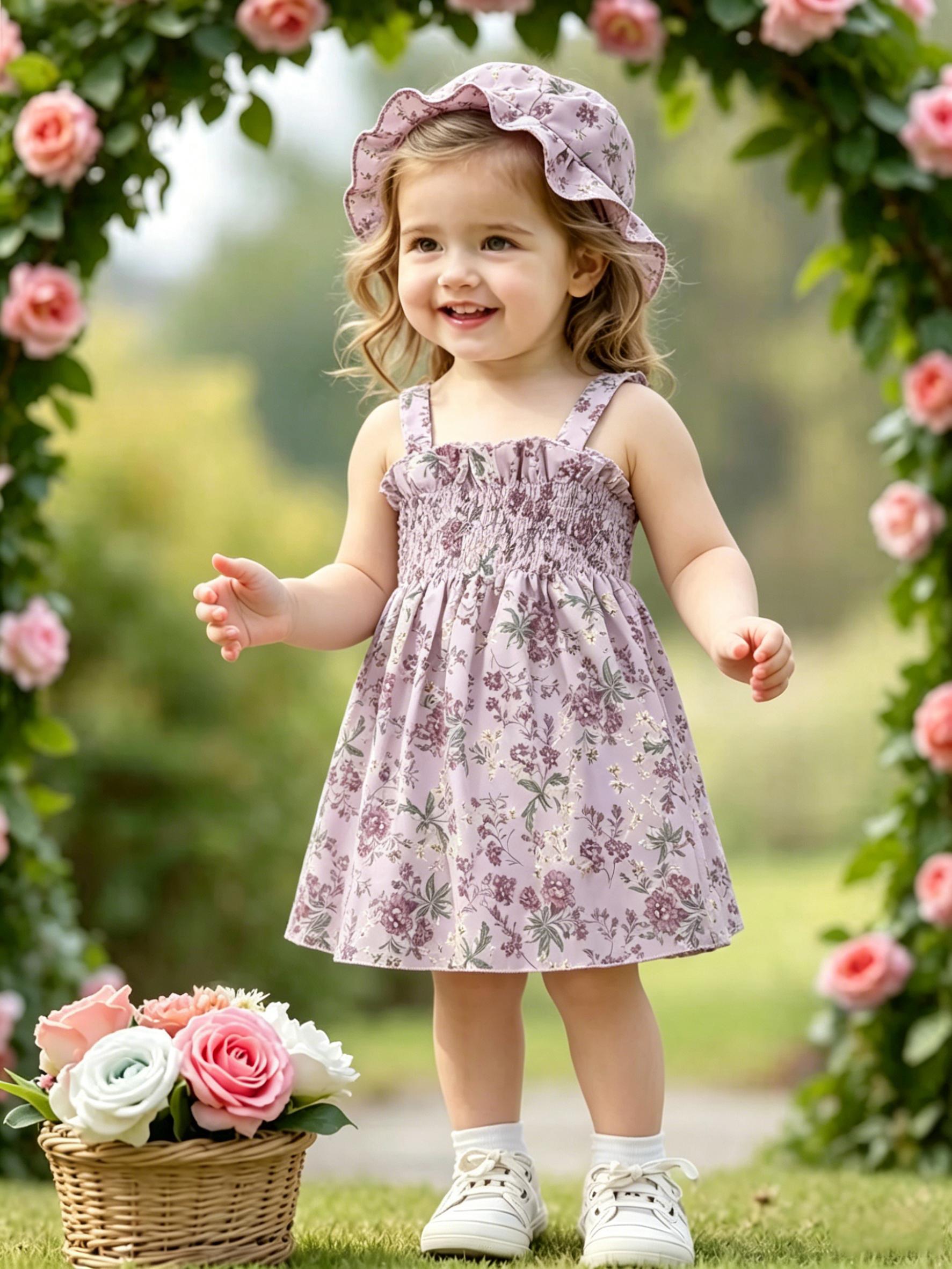Summer Toddler Girls Floral Spaghetti Strap Dress, Loose Country Vacation Princess Dress 1-2Y разноцветные