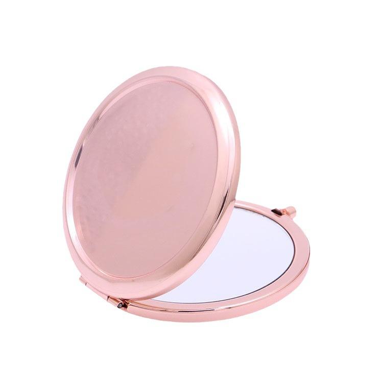 Round Metal Base Double-Sided Folding Makeup Mirror - Portable HD Handheld Dorm Mirror