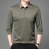 Mens Long Sleeve Jacquard Polo Shirt Business Casual Spring Autumn Top