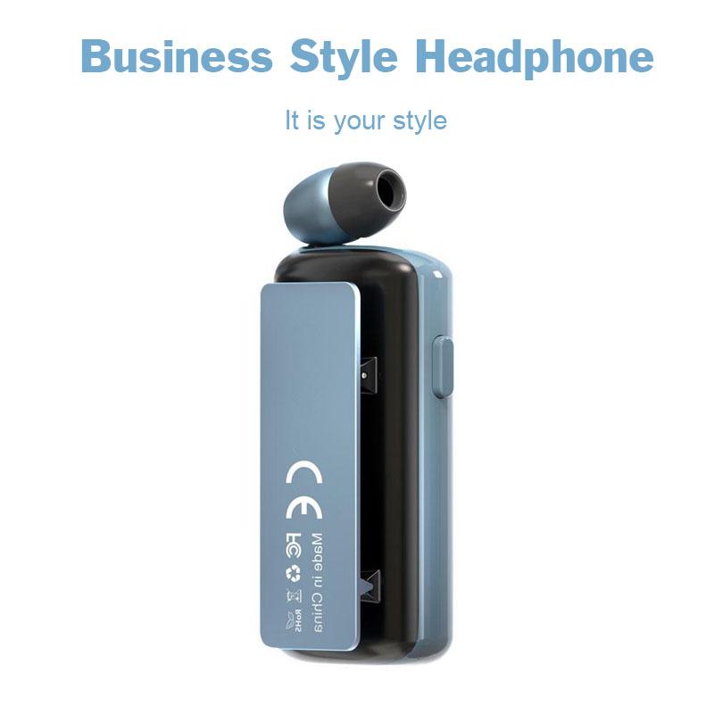 Business Wireless Headphone Digital Display With Clip Telescoping Cable HD Hands-free Call Large Capacity For All Smartphones