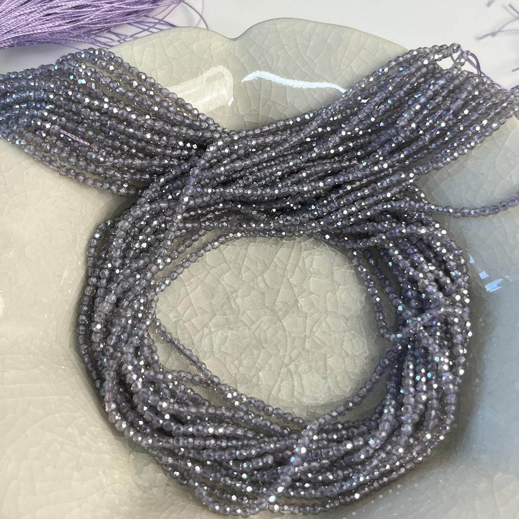 5String, Sparkling Lavender Gray Iridescent Plated Glass Beads 2mm/3mm, Dainty Loose Beads for DIY Minimalist Fairycore Bracelet Jewelry Making 38cm