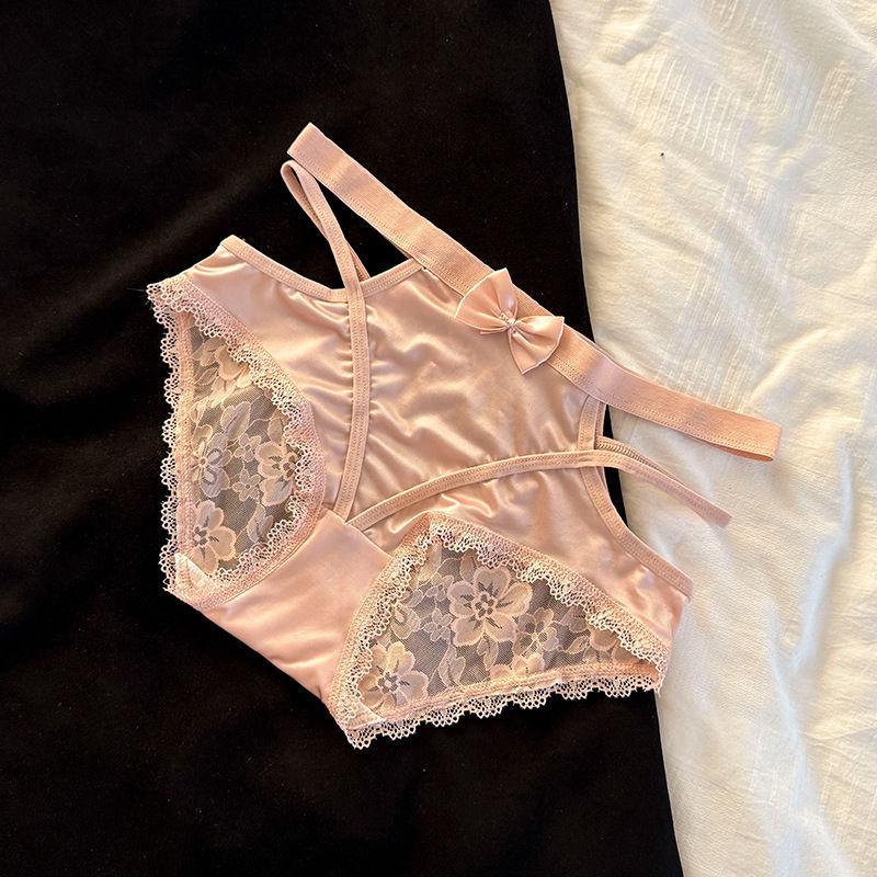 Lace Satin Low Waist Women's Briefs - Sexy French Style with Thin Straps