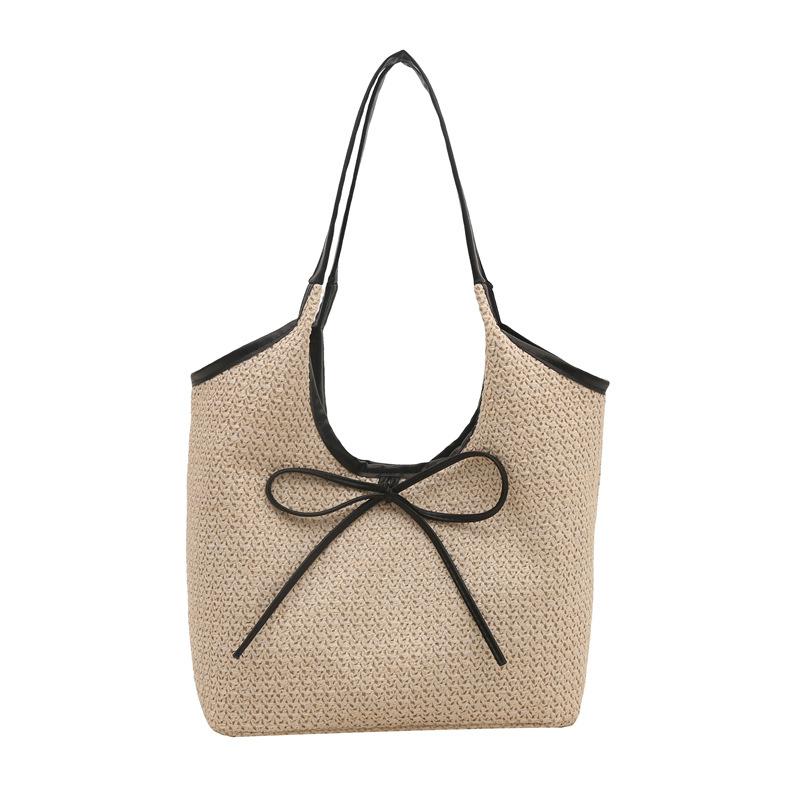 Autumn shoulder straw woven bag women's woven bag large capacity beach bag light portable shoulder armpit bag tote bag
