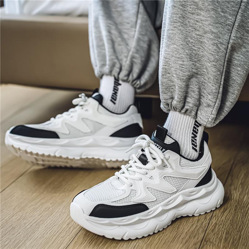 Trend casual men's shoes autumn new breathable non-slip men's sports travel shoes thick sole heightening dad trendy shoes men