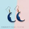 E1383 Orecchini a Gancio Asimmetrici Lunghi Piccoli Freschi a Forma di Cuore di Bambina con Stelle-Luna Pianeta Cielo Stellato Donna