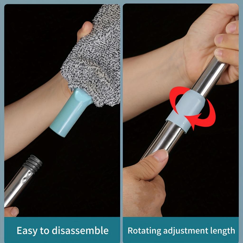 6pcs Extendable Long Handle Duster | For Cleaning Under Beds, Sofas & Gaps, with 5 Replaceable Cloths, Household Cleaning Tool