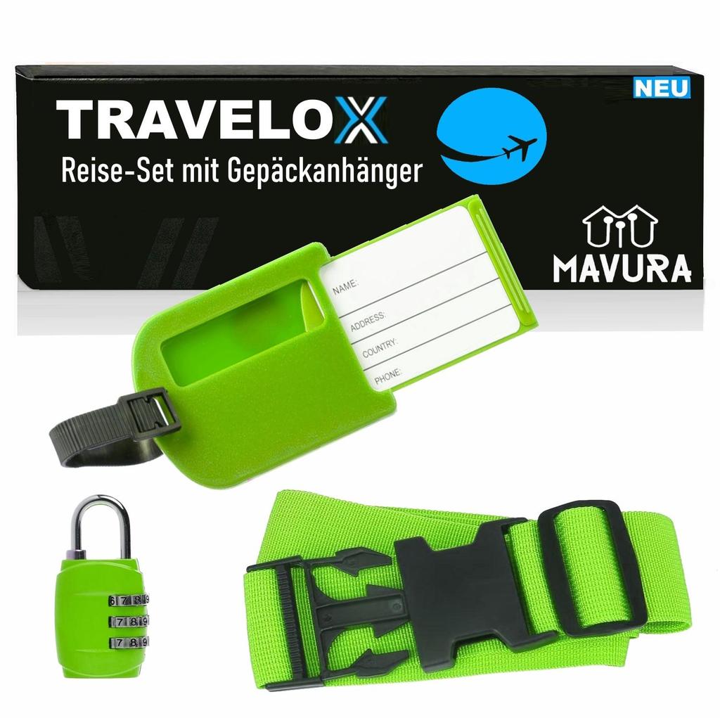 TRAVELOX Luggage Strap Luggage Strap Luggage Tag Luggage Lock Luggage Tag Green