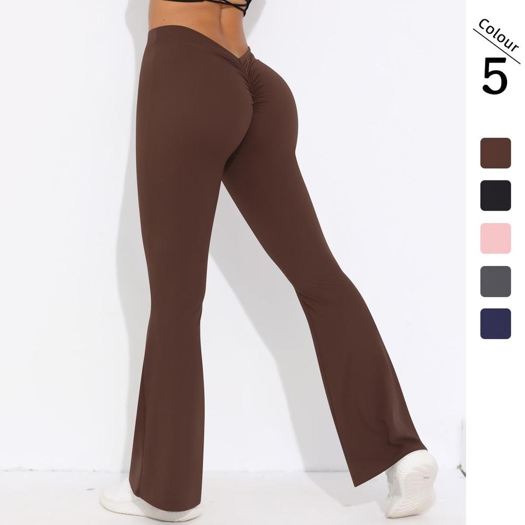 Solid Color V-Waist High-Waisted Loose Cropped Yoga Leggings