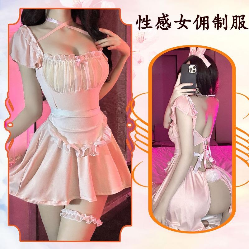 Pure Lust Sexy Bunny Cute Cos Maid Uniform Lace Lace See-through Underwear Short Skirt Seduction Nightdress