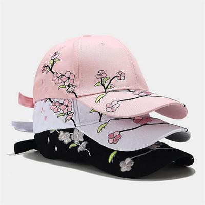 Perzikbloesem Geborduurde Baseballpet Zomer Dames Koreaanse Stijl Vrije Tijd Eendensnavel Pet Zonbescherming Pet Zonneklep Pet