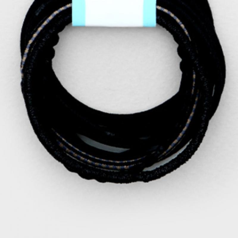 Daiso No Tip Black Hair Elastic Band  Pack Of 10