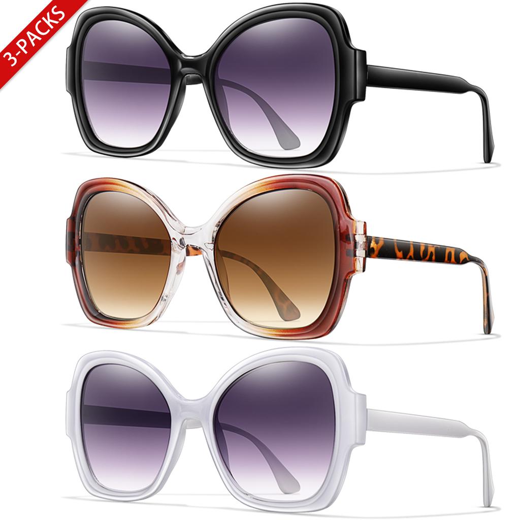3 Pairs Fashion Female Cute Oval Goggles with UV Protection for Outdoor Travel Beach Party Vacation