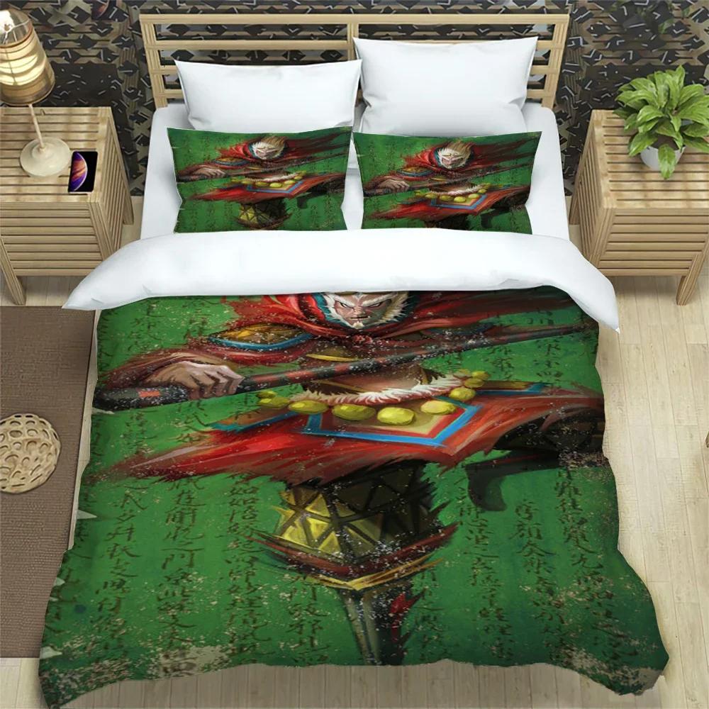 Sun WuKong Monkey King Print Three Piece Bedding Set Fashion Article Children or Adults for Beds Quilt Covers Pillowcases Gift