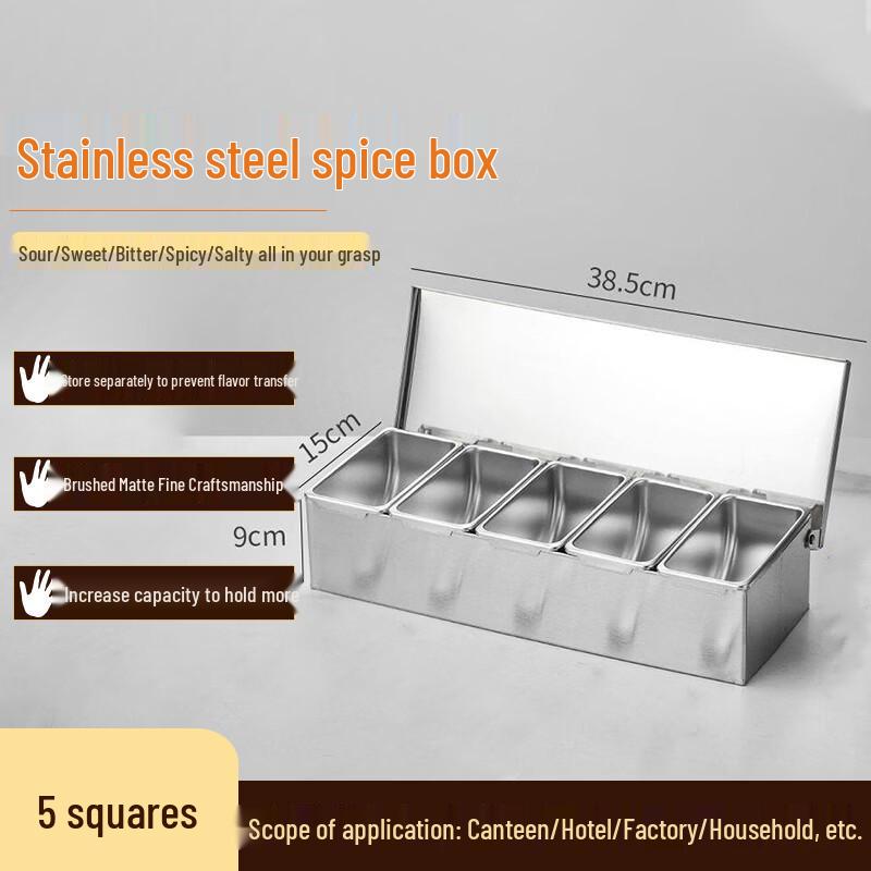 FATTBAO Stainless Steel Multi-Compartment Seasoning Box