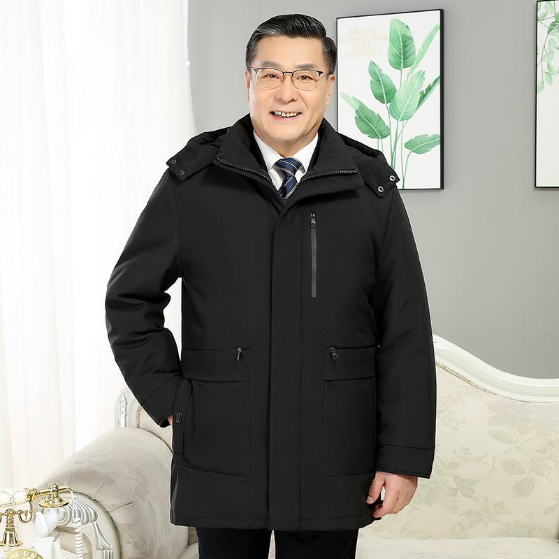 New Style Removable Down Jacket for Men, Medium and Long Daddy Style, Middle-aged and Elderly 405060-year-old Jacket