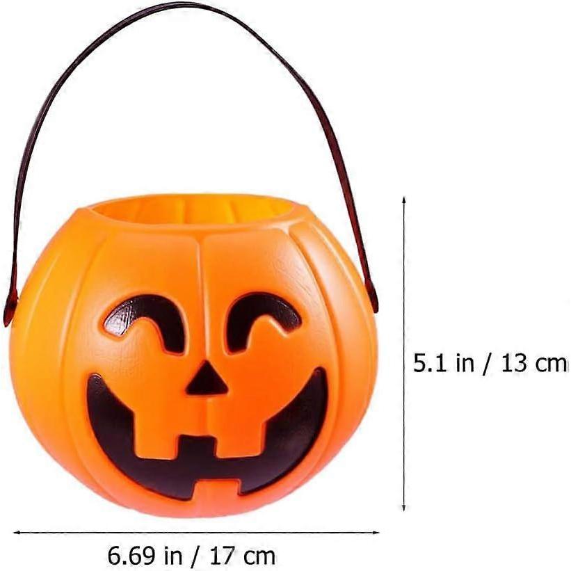 4-Pack Pumpkin Candy Buckets for Kids, Halloween Candy Buckets, Kids Trick or Treat Buckets
