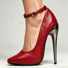 Schwarze Lackleder Knöchelriemen Fetisch Pumps 15cm Hoher Absatz Drag Queen Schuhe Größe 5-15