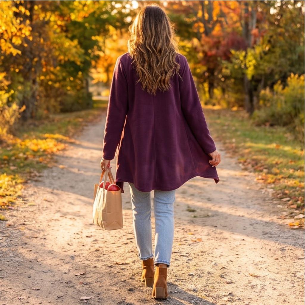 Women's Casual Open Front Wool Cardigan Coat, Long Sleeve, Color, Fall Winter Outerwear