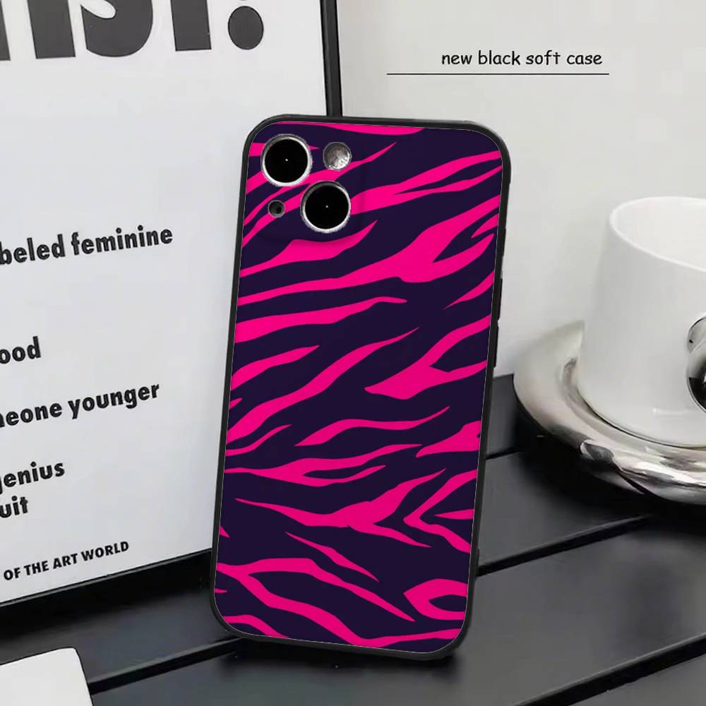 Milk Cow Zebra Strip For iPhone 13,17,11,12,16,14,15,Plus,Pro Max Soft Silicone Black Phone Case