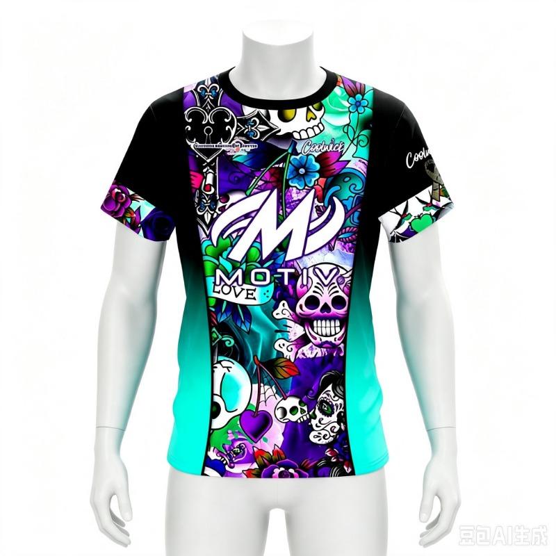 2026 Men Motiv Purple Particle Gradient Bowling Jersey Short Sleeve Performance Sports Tee Pro Bowler Fan Casual Streetwear Top