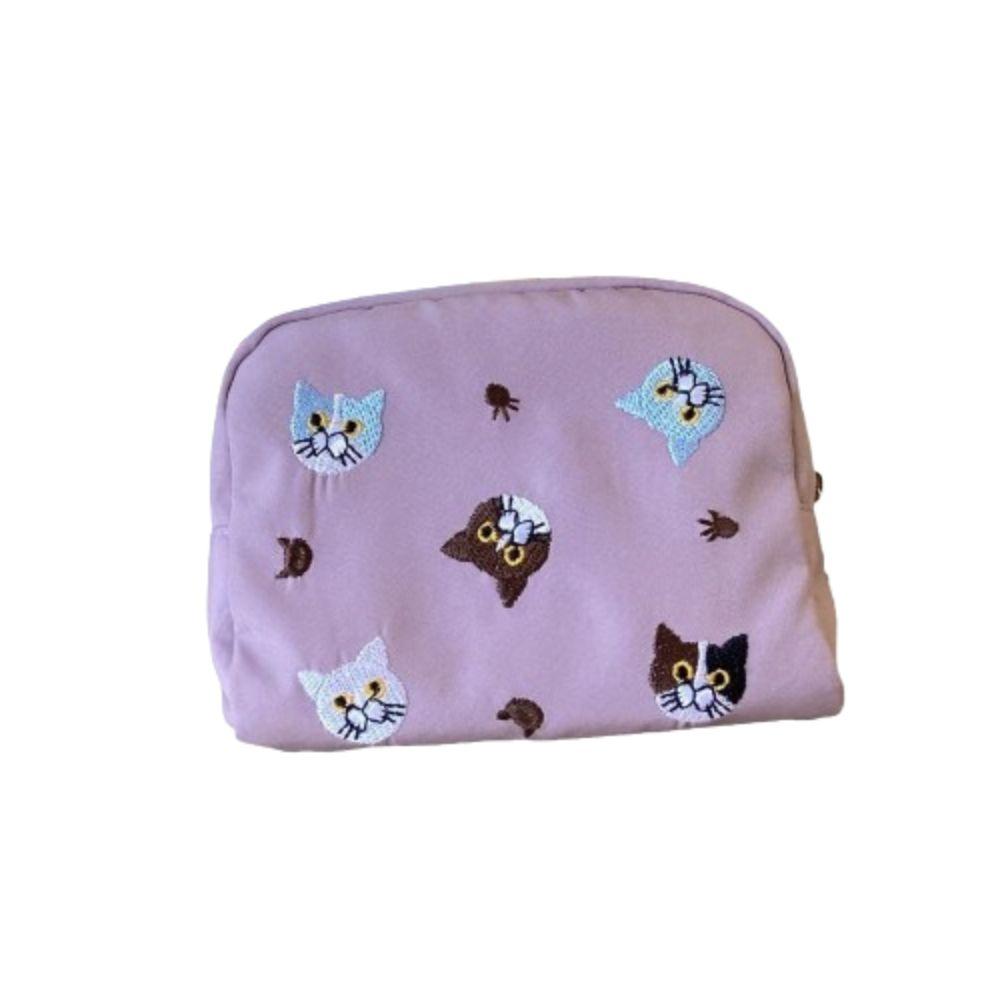 

Мультяшный кошелек для монет в виде кошки, кошелек, органайзер для губной помады, чехлы, подарки, косметичка, органайзер для хранения фиолетовый