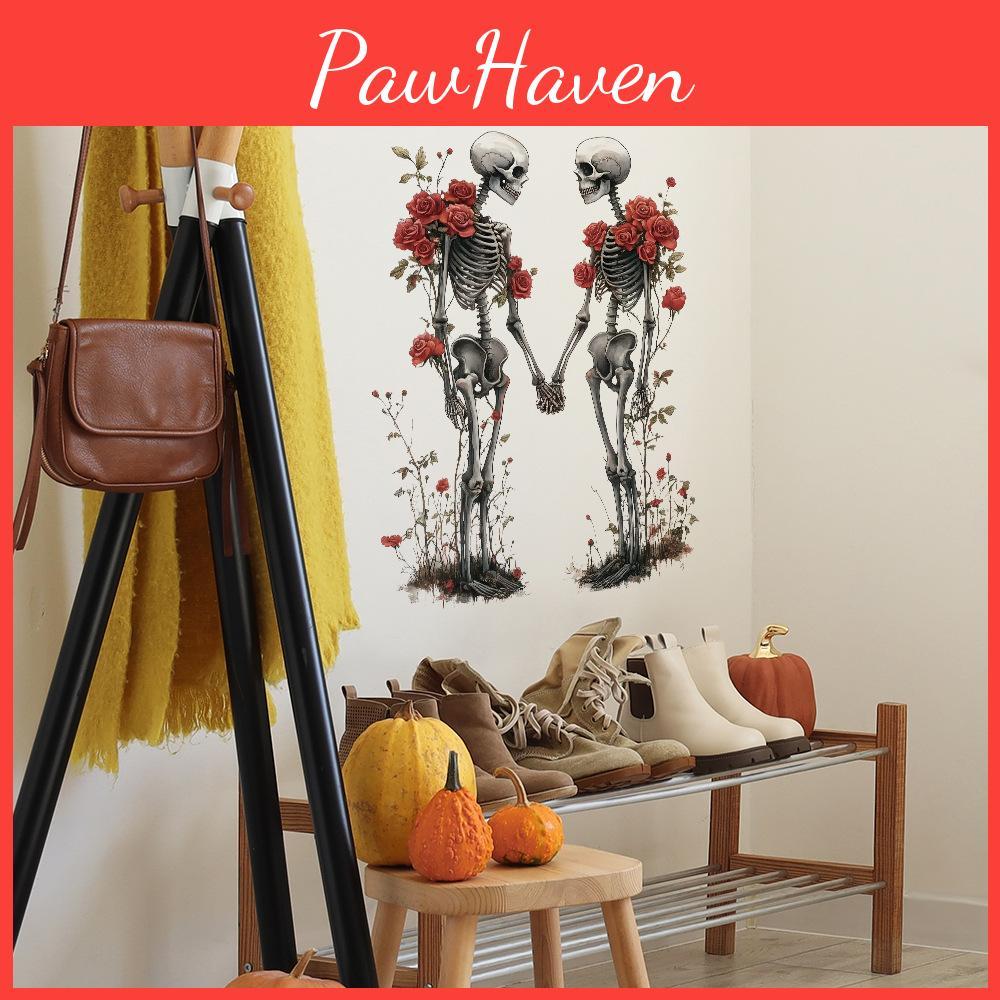 Halloween Rose Romantic Skull Wall Decal For Bedroom And Home Office Decoration