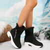 Lässige Dicke Sohle Einfarbig Fellige Schneestiefel Damen 2025 Winter Klobige Plateau Keilabsatz Stiefeletten Seitenreißverschluss Kunstfell Schuhe Dame