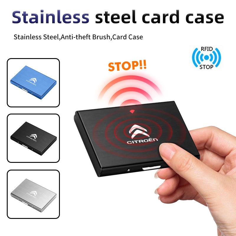 Car Logo Card Slot Stainless Steel Case Business Credit Holder For Citroen C4 C3 C5 C1 C2 C6 C4L DS3 DS4 Berlingo Picasso Jumper