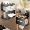 Drill-Free Bathroom Tissue Box Three Layer Phone Shelf Toilet Storage Rack Rustproof Space Saving Tissue Roll Holder