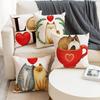 Cartoon Lovely Cat Couples Pillowcase Linen Cute Kitten Heart Print Sofa Chair Cushion Covers Valentin'S Day Decorative Pillows