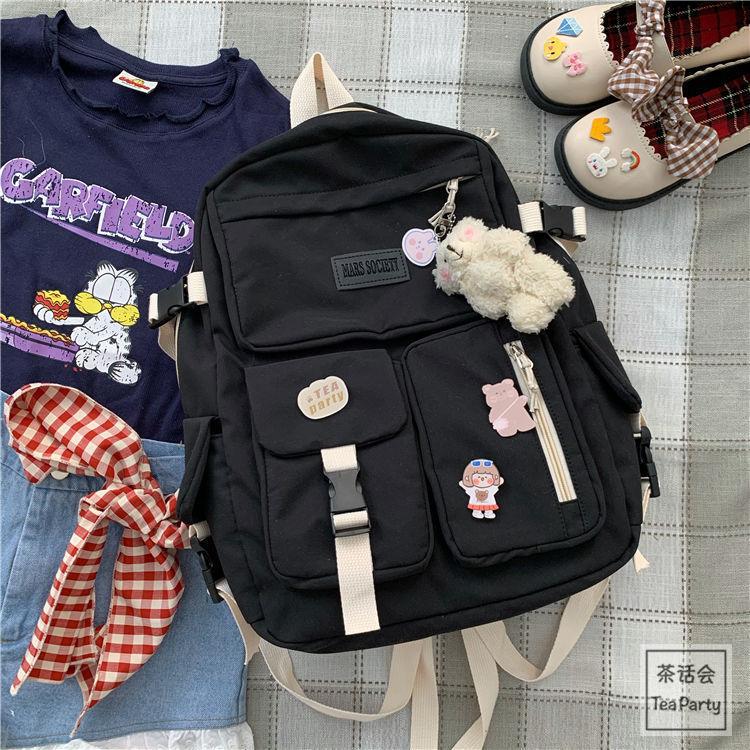 Schoolbag Korean ins college style backpack, Japanese Harajuku vintage student schoolbag female versatile travel backpack lightweight