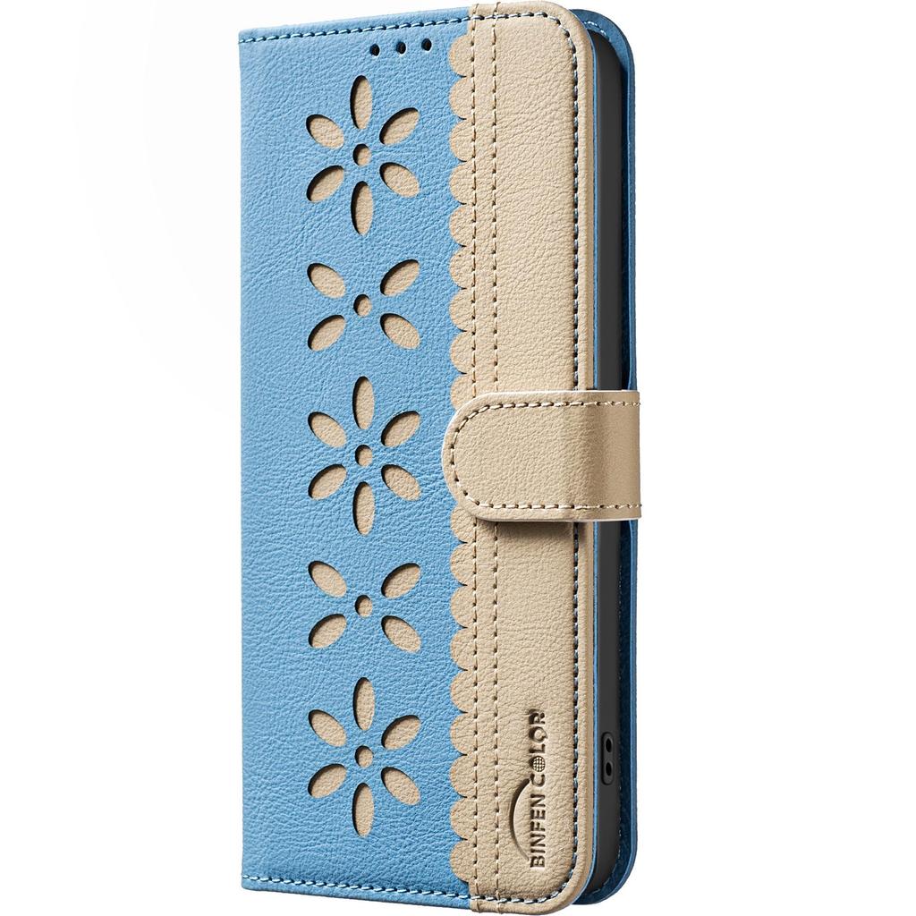 Colorblock Small Flower Leather Case with RFID for OPPO RENO 14F 5G & More (36 Models)