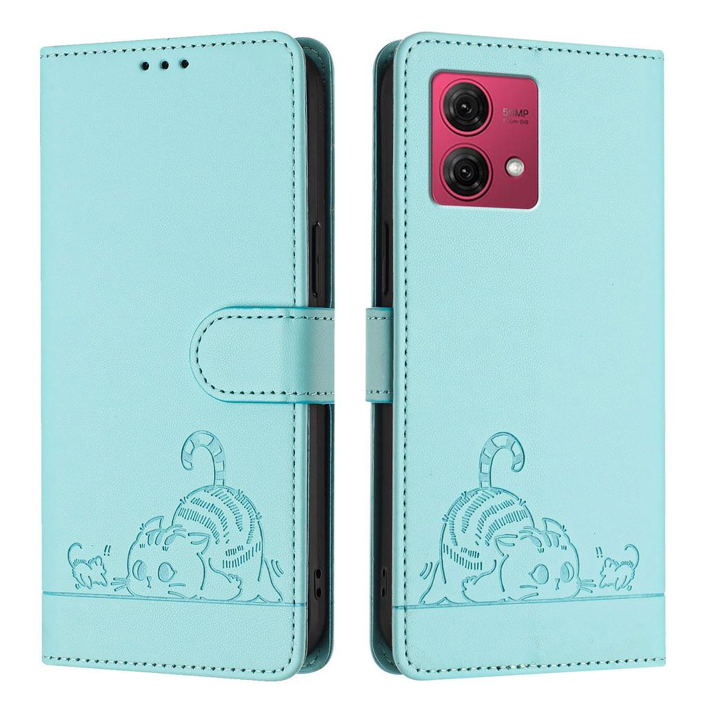 3D Cat Phone Case for Motorola G84 G54 G34 G04 G14 G24 G73 G53 G23 G72 G62 G52 G42 G22 G20 Cases Leather Wallet Flip Cover Strap
