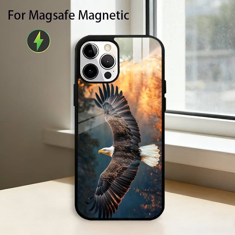 Eagle Cool A-Animal Phone Case For iPhone17,16,15,14,13,12,11 Plus,Pro Magnetic with Magsafe Wireless Charging