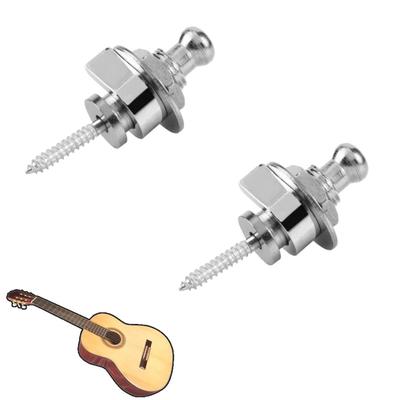 AkNebriax Set of 2 Silver Metal Guitar Strap Locks for Electric Guitars and Easy Basses. Anti-Slip, Anti-Drop, Installation. (Silver)