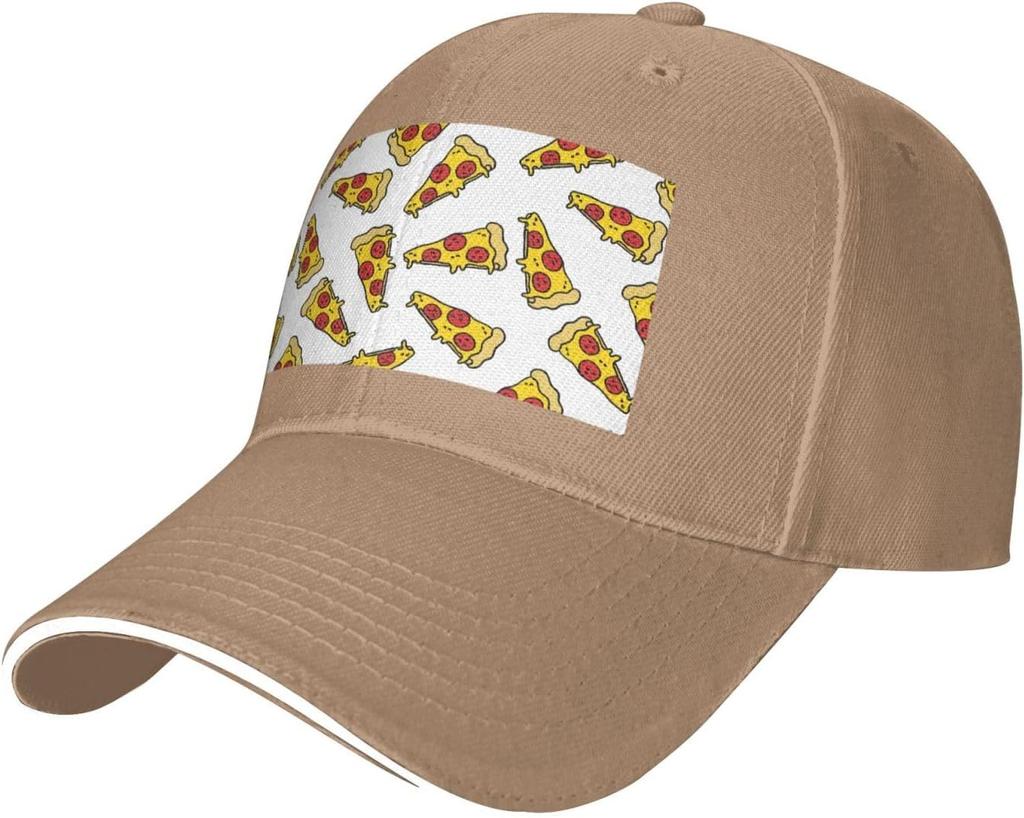 Pizza Slice Print Baseball Cap Adjustable Polyester Casual Sun Protection Hat Unisex Adult