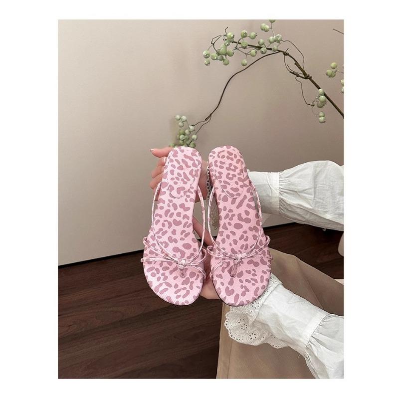 

Ретро и универсальные туфли-клинья для женщин Новые плоские простые и противоскользящие туфли на одно плечо 40 розовый/цветной печати леопарда