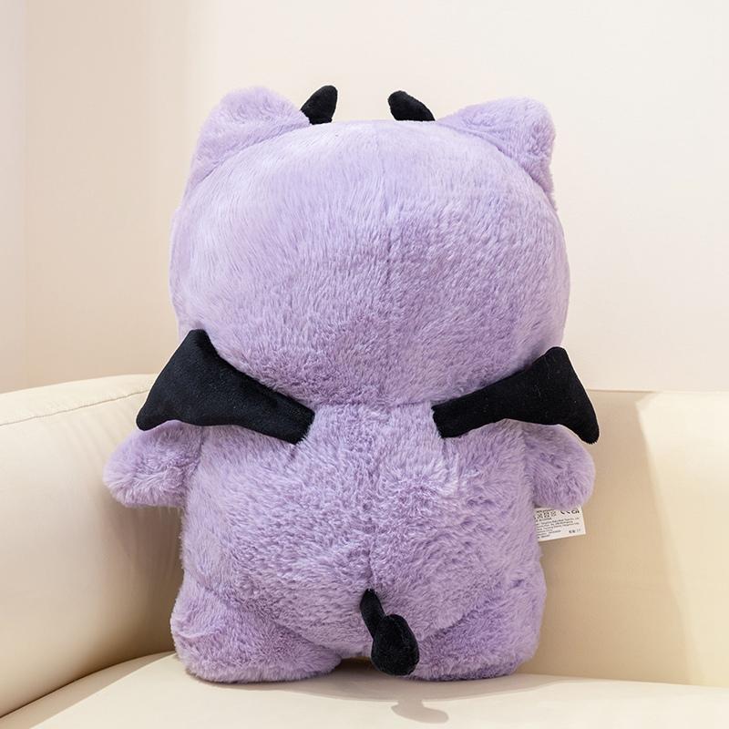 Plush Toy 2 Styles Cute Cat Doll Black Purple Pink Accents Horned Fantasy Soft Fabric Desk Decor Shelf Display Birthday Gift