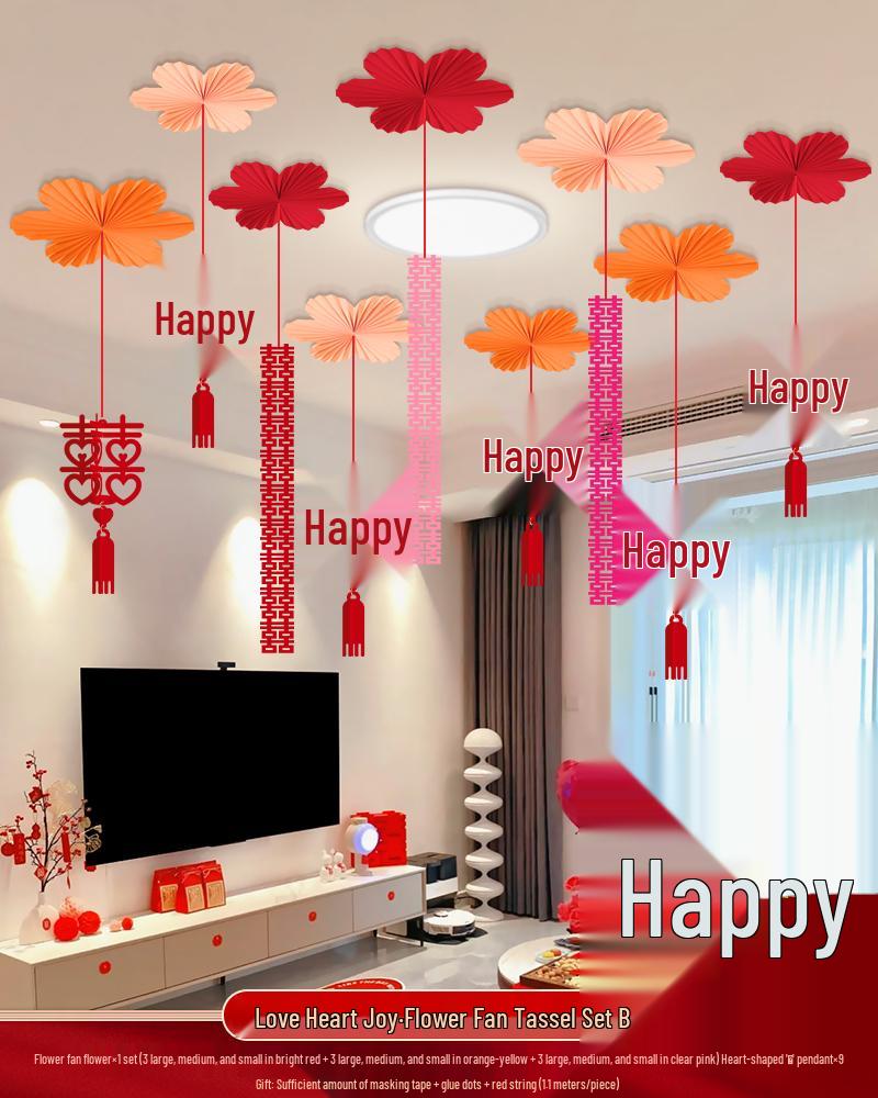 Ceiling Hanging Decorations: Wedding, Living Room, Bedroom, Boudoir Pendants & Fan Floral Ornaments