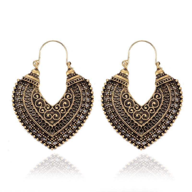Vintage Boho Hollow Floral Hoop Earrings for Women Niche Design Fashion Earring Party Jewelry Gifts