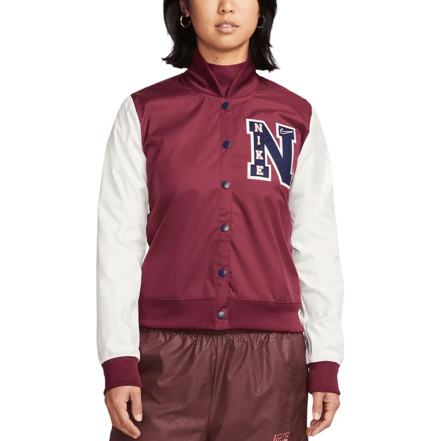 Nike Chaqueta Americana Retro con Estampado de Logotipo para Mujer Roja DZ4631-638