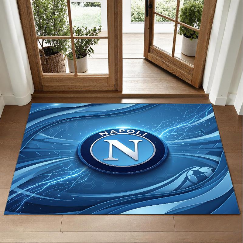Napoli FC Design Crystal Velvet Rug Soft Decorative Mat for Bedroom Entrance