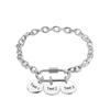 New Customize Name&Date Women Girls Link Chain Bracelet Stainless Steel Round Charm Personalized Jewelry Length 18cm