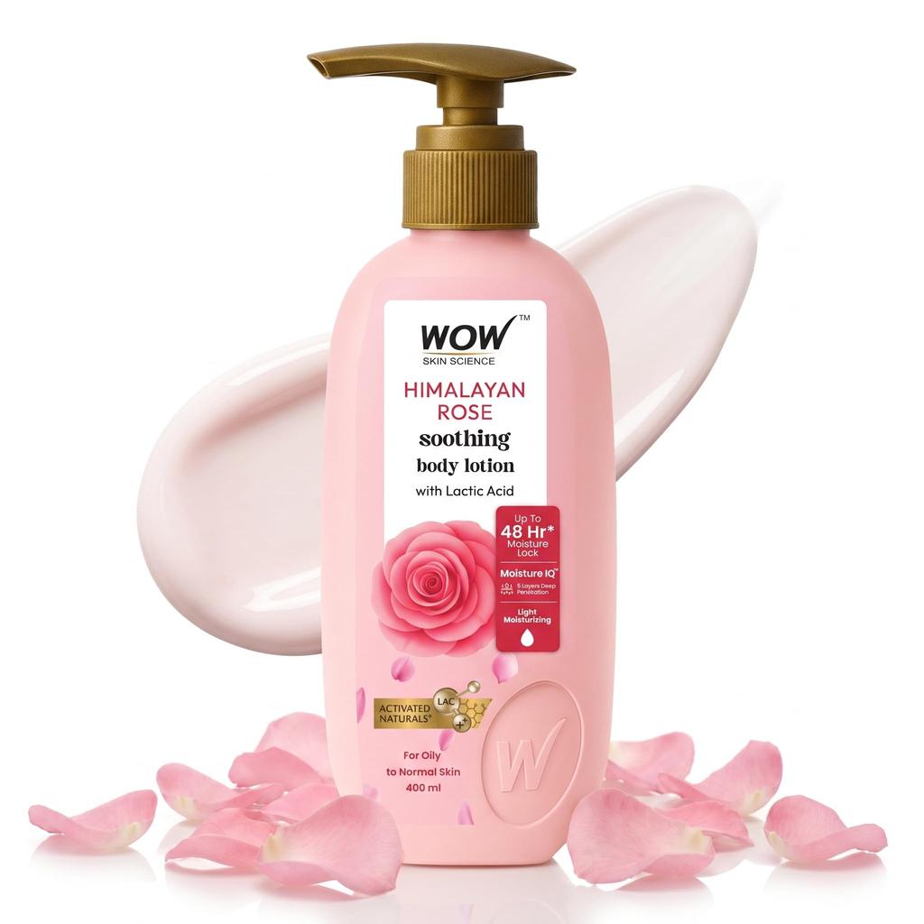 WOW Skin Science Himalayan Rose Body Lotion For Light Hydration - Normal To Oily Skin - with Rose Water, Beetroot Extract - 400mL