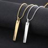 Hip Hop Gold Color Pendant Necklace Men's Women's Stainless Steel Cubic Zircon Charm Rock Jewelry Shiny Square Accessories